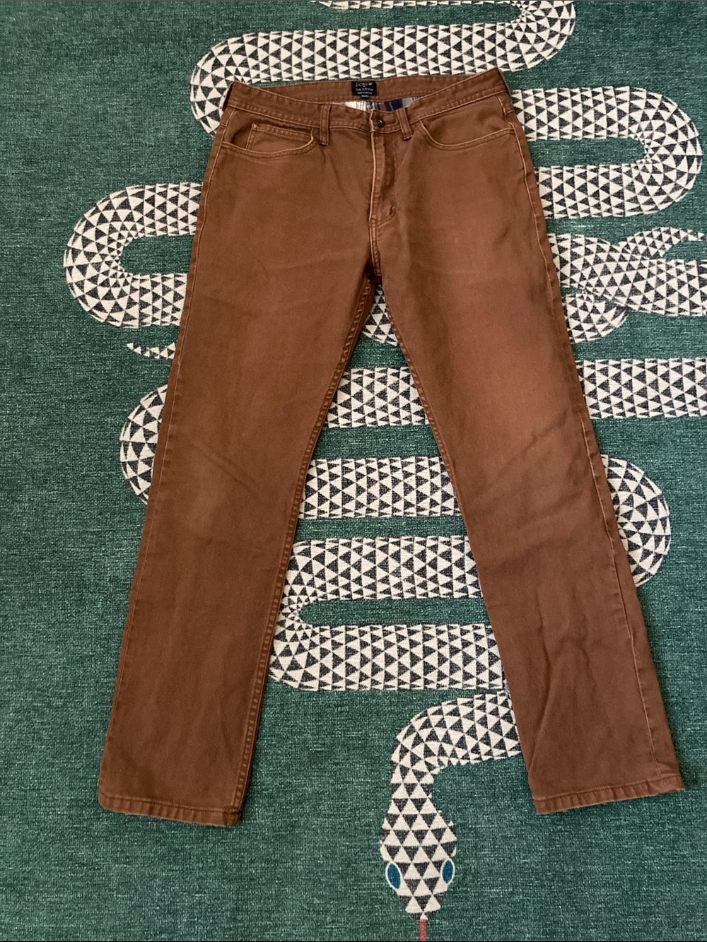 J Crew The Sutton Mens Brown Corduroy Flannel Lined Pants Size 32x32.